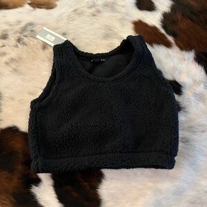 NWT M Black fluffy tank top